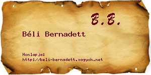 Béli Bernadett névjegykártya
